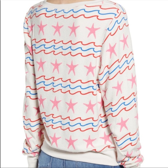 🔥WILDFOX🔥Sea Stars & Stripes Baggy Beach Jumper Patriotic Top Rare Small NWT - Picture 3 of 6